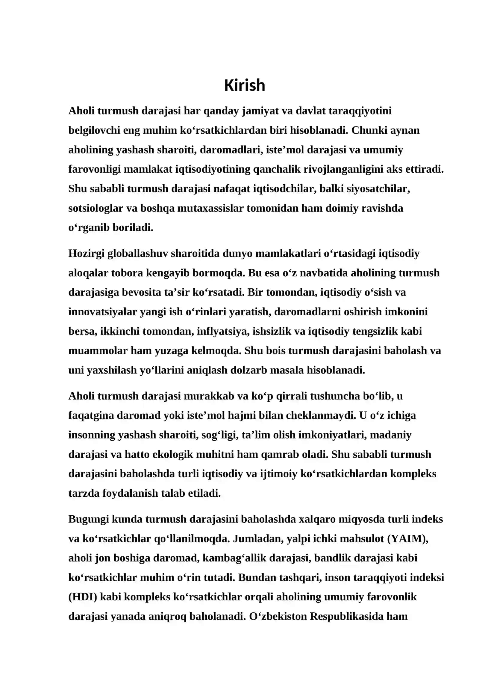 AHOLI TURMUSH DARAJASI VA UNI BAHOLASHNING IQTISODIY KO’RSATKICHLARI 3