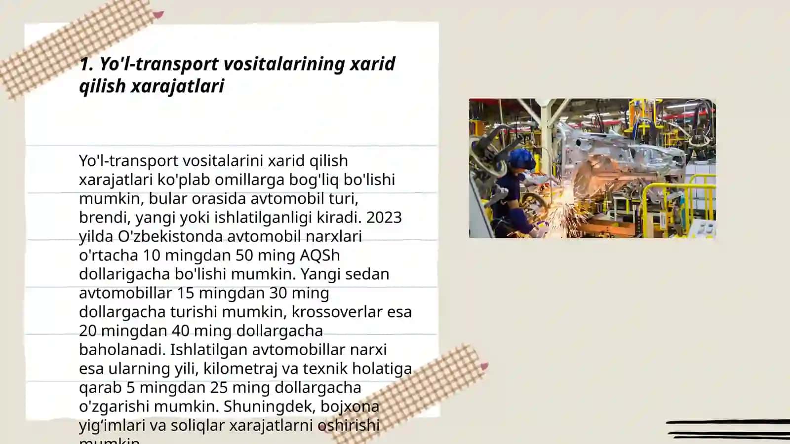 Avtomobil transporti korxonalari ishlab chiqarish xarajatlari 3