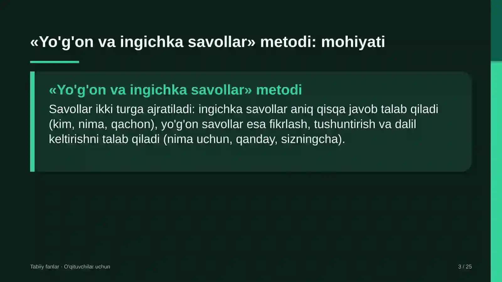 tabiiy fanlar darslarida yo'g'on va ingichka savollar metodidan foydalanish 6101 3