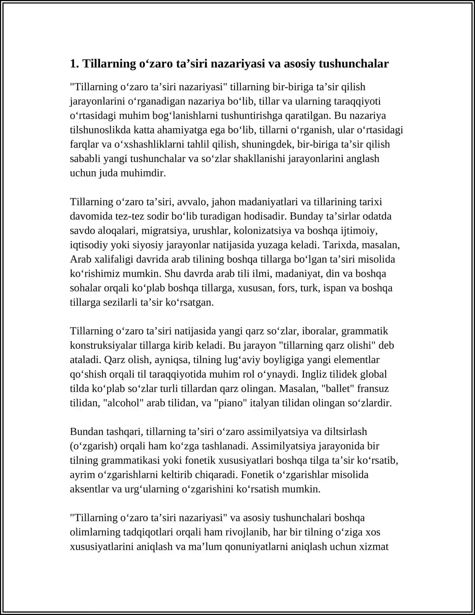 TILLARNING O‘ZARO TA’SIRI, RIVOJLANISH QONUNIYATLARI 3