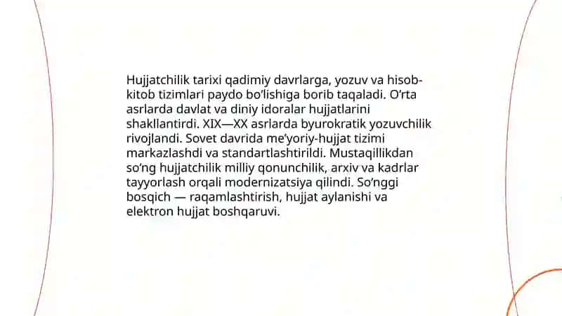 Hujjatchilik tarixi. Normativ (me’yoriy) hujjat tushunchasi. 3