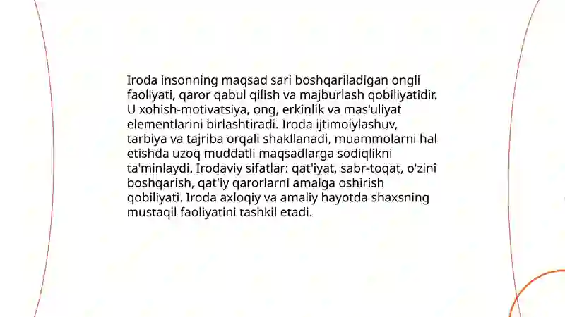 Iroda va irodaviy sifatlar 3