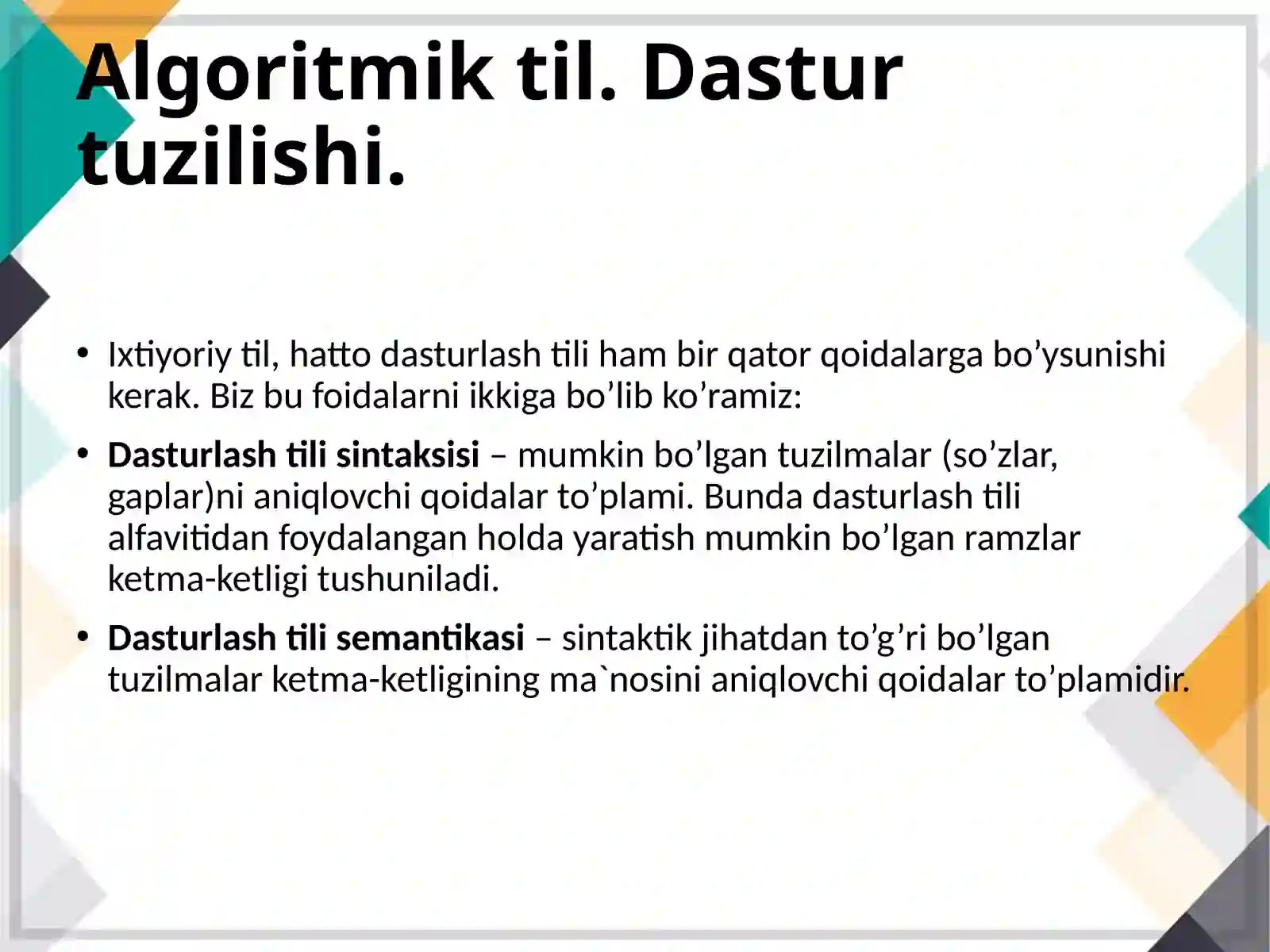 Dasturlash asoslari 3