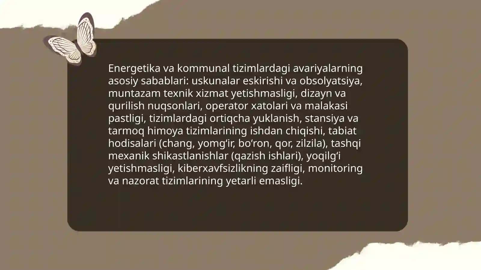 Energetika va kommunal tizimlardagi avariyalar 3