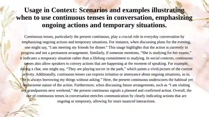 Socialising Continuous tenses 3