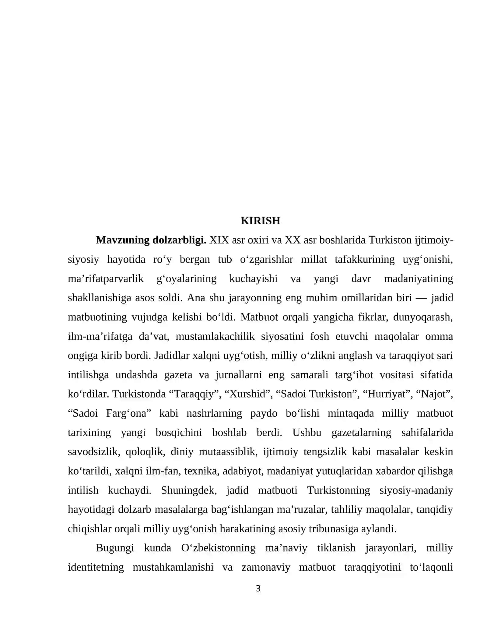 Turkistonda matbuotning o‘zgarishi (XIX asr oxir-XIX asr boshidan XX asr o‘rtalarigacha) 3