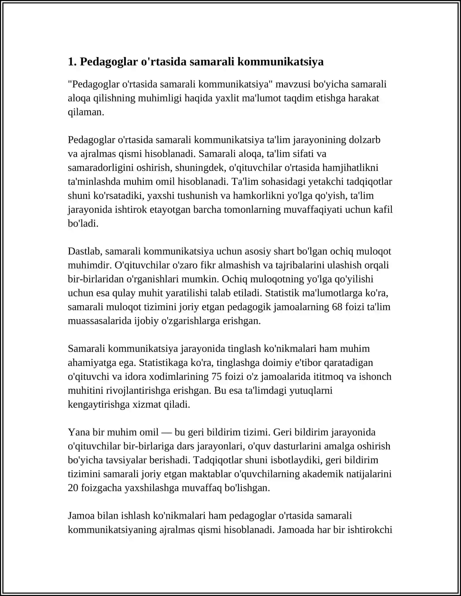 FAOLIYATLARNI AMALGA OSHIRISHDA PEDAGOGLARNING HAMKORLIGI 3