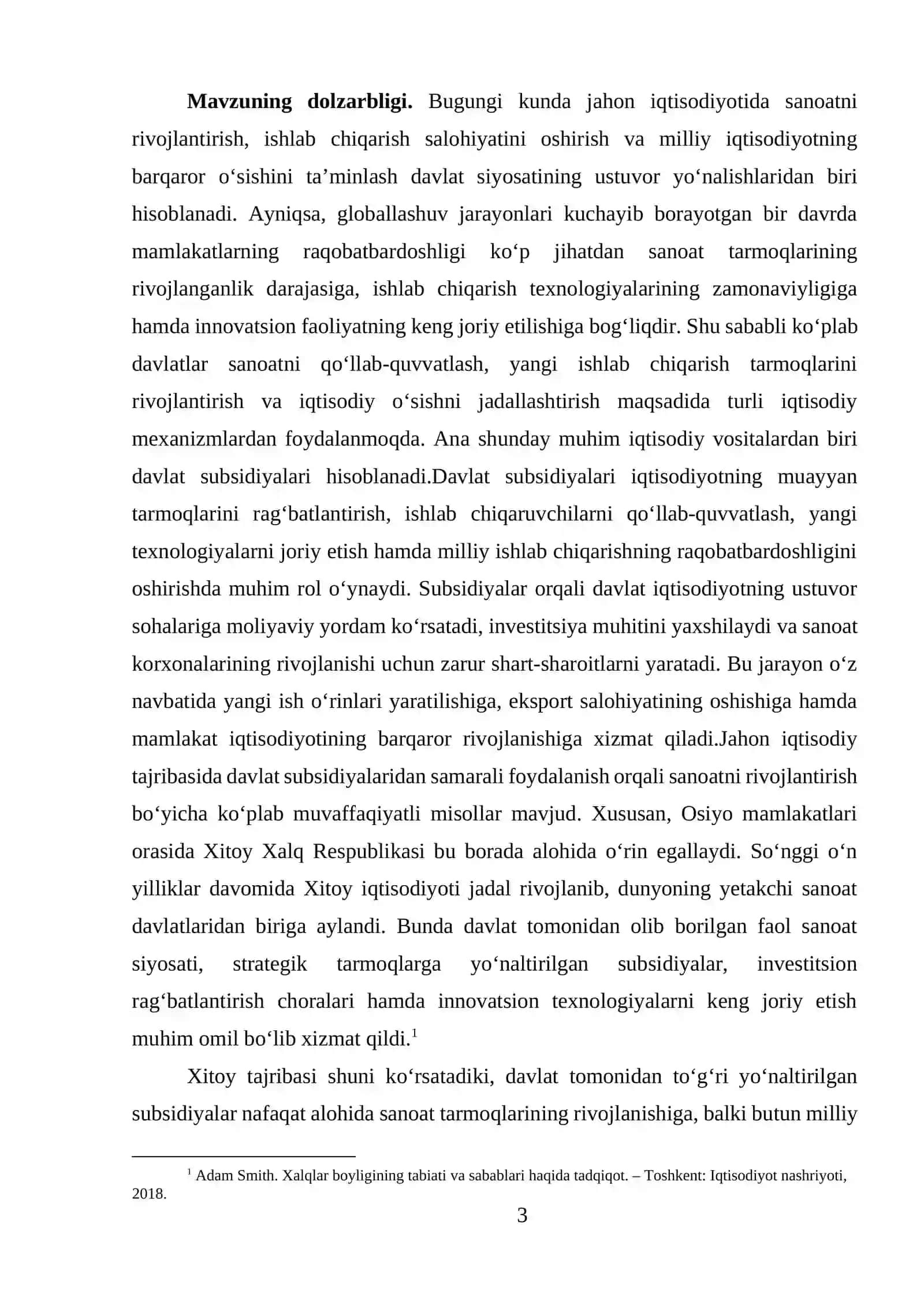 Davlat subsidiyalari va sanoat rivojlanishi (Xitoy misolida) mavzusida tayyor kurs ishi 3