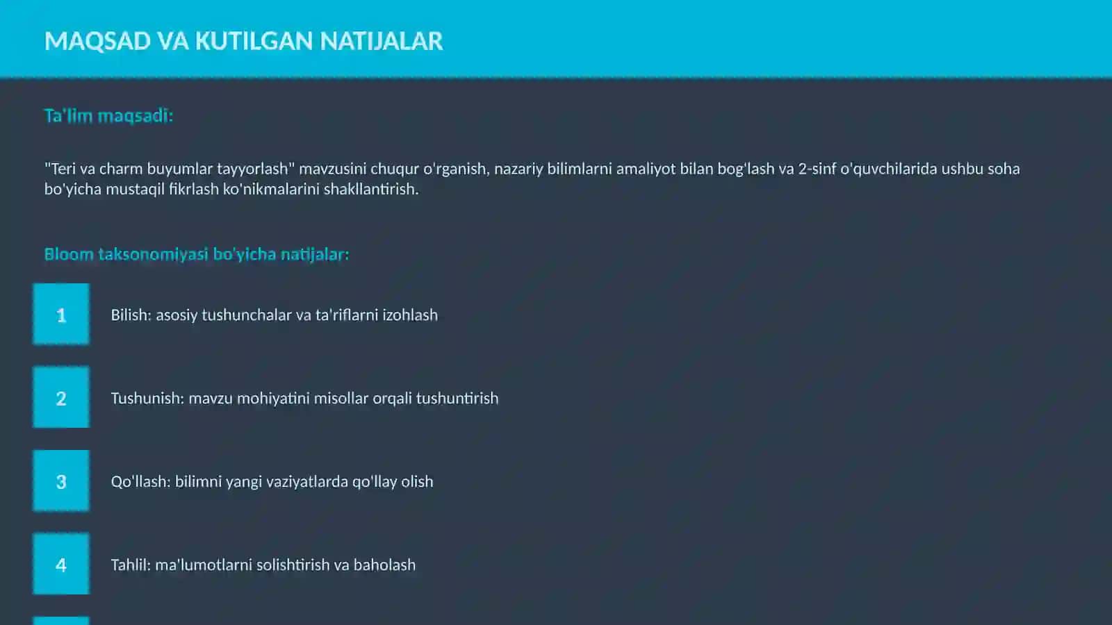 Teri va charm buyumlar tayyorlash 3