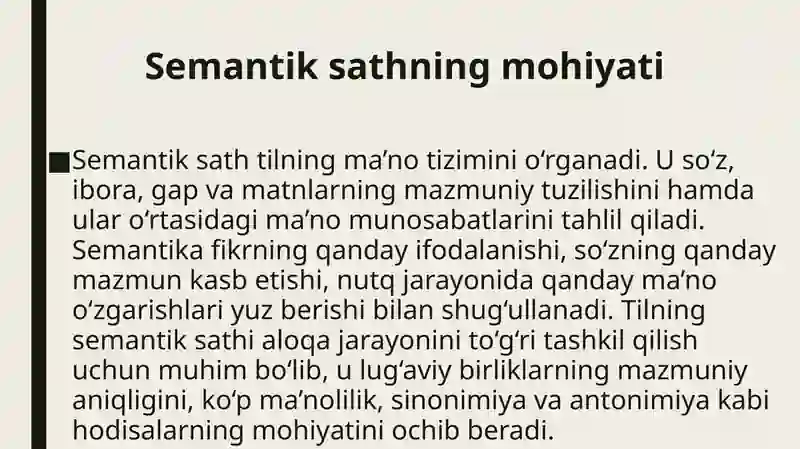 Leksik va Semantik sath 3