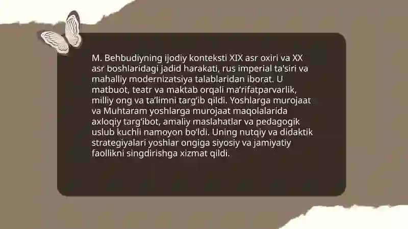 M. Behbudiyning "Yoshlarga murojaat" va "Muhtaram yoshlarga murojaat" maqolarini tahlil etish 3