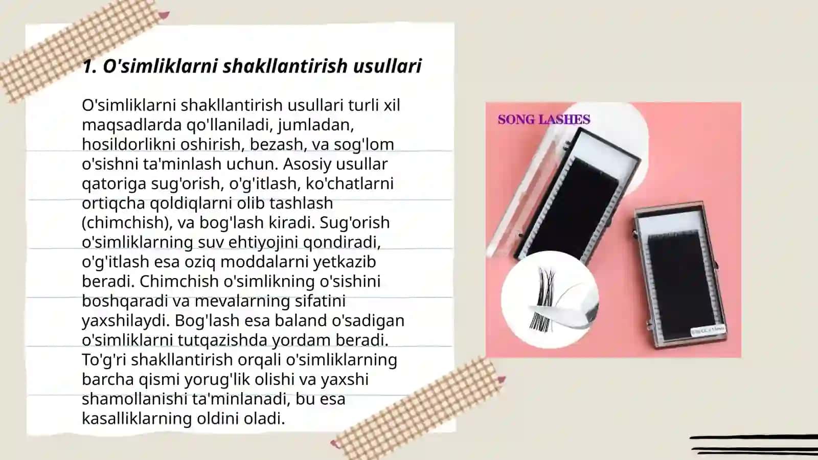 O'simliklarga shakl berish, bog'lash va tartibga solish servis xizmati 3