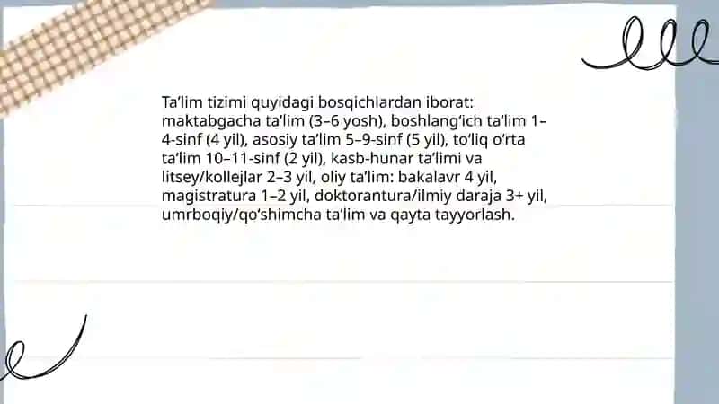 Oʻzbekiston Respublikasi taʼlim tizimi 3