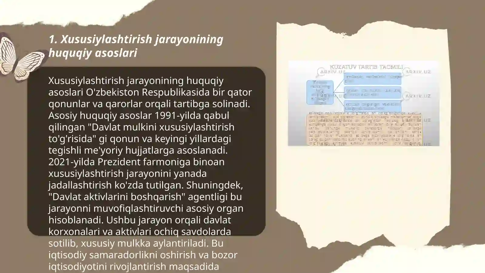 Davlat mulkini xususiylashtirish va boshqarish iqtisodiyotni tartibga solish vositasi 3