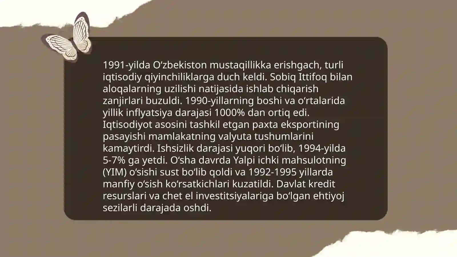 Mustaqillikning dastlabki yillarida yuzaga kelgan iqtisodiy qiyinchiliklar 3