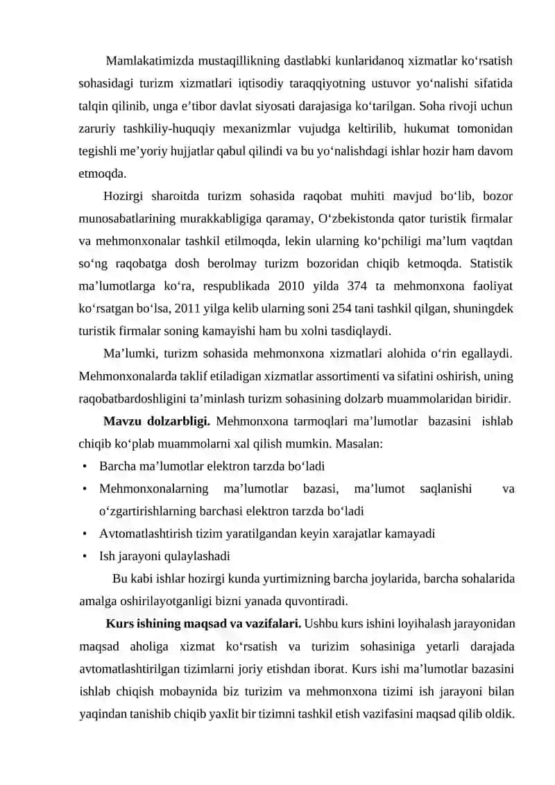 Mehmonxona ma’lumotlar bazasini loyihalash 3