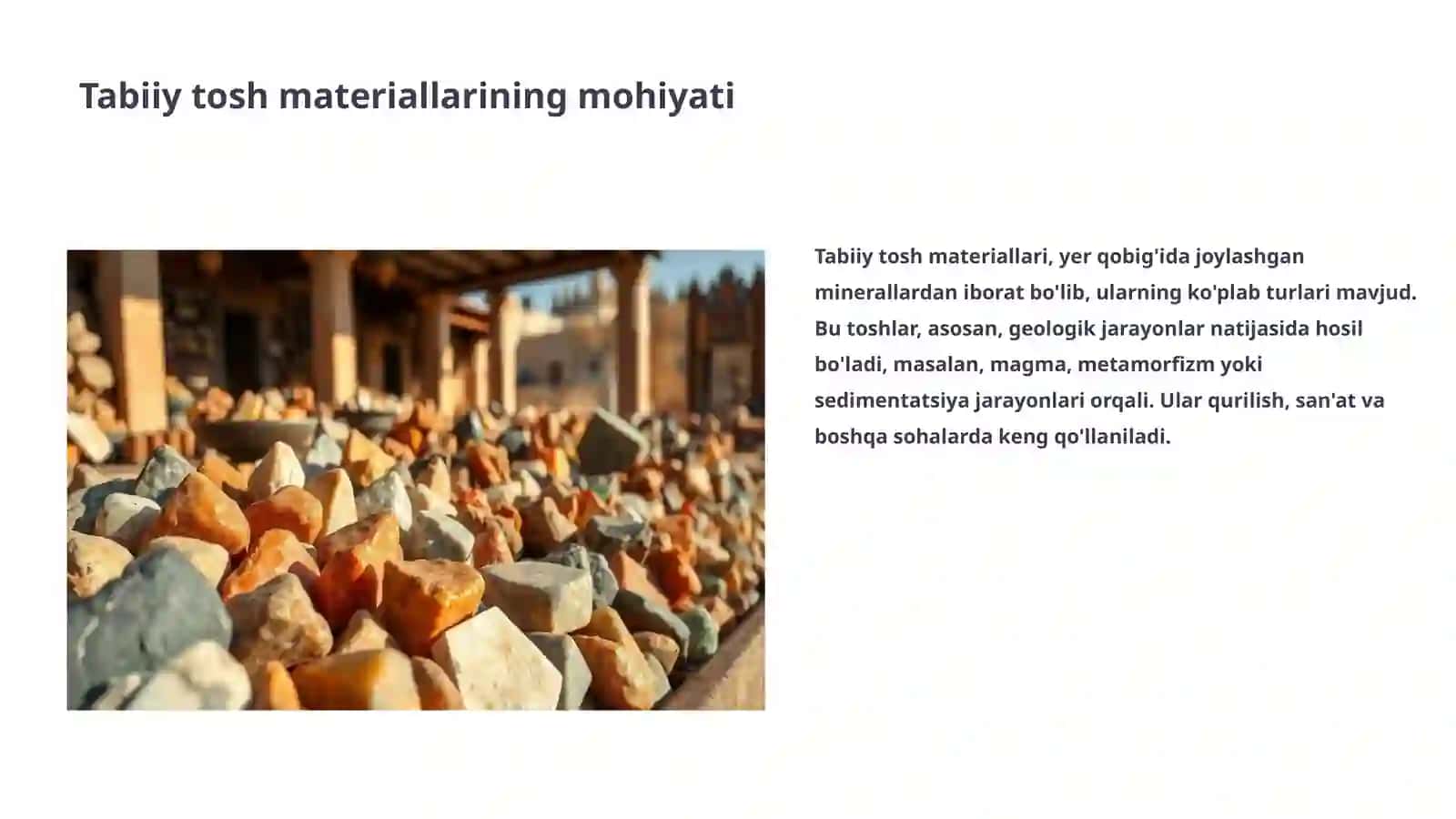 Tabiiy tosh materiallari va ularning turlari 3