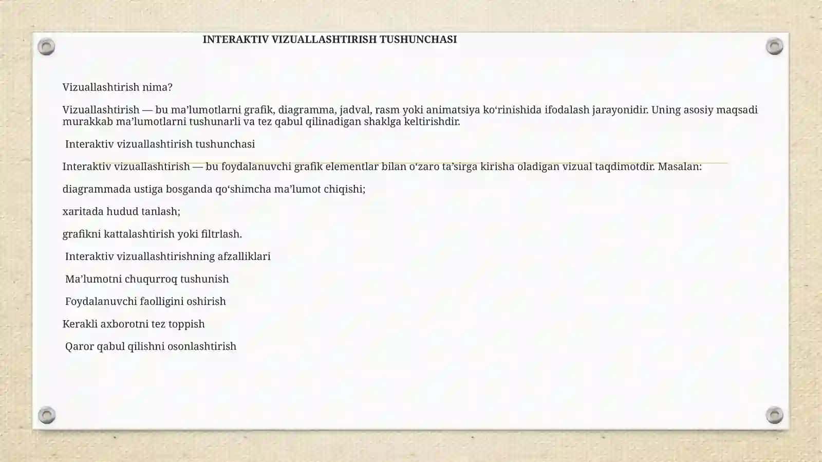 Axborotni vizuallashtirish va aks etishda multimedia usullari 3