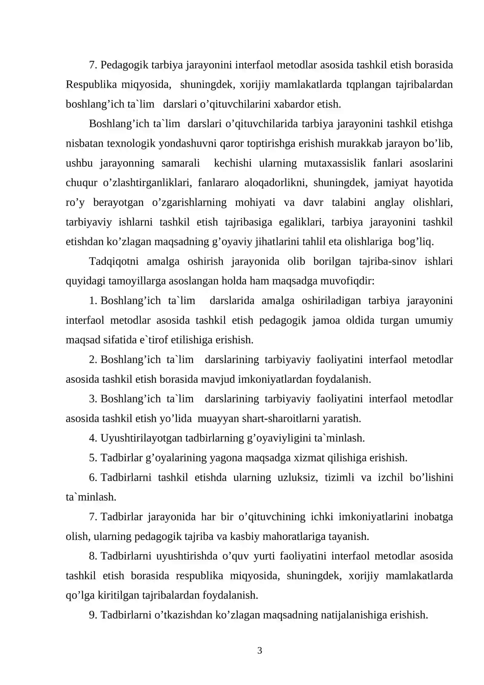 Tajriba-sinov ishlarini tashkil etish va uniing natijalari 3