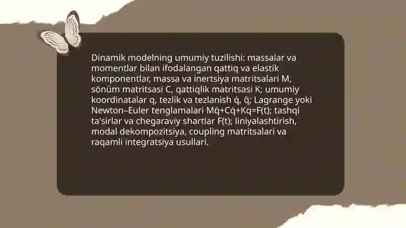 Mashina agregatining dinamik modeli 3