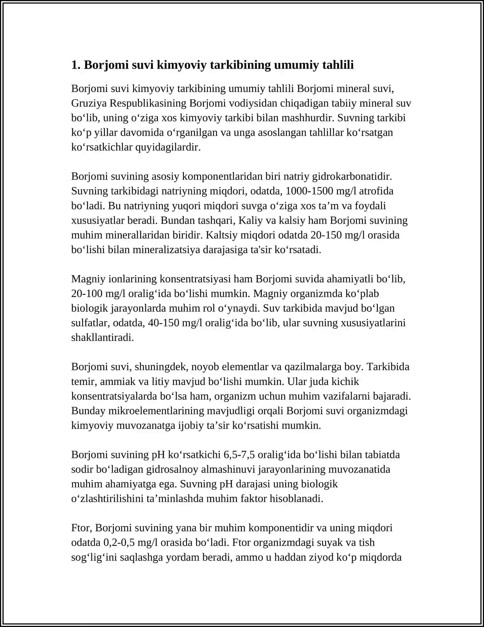 BORJOMI SUVI XAQIDA TOPSHIRIQ 3
