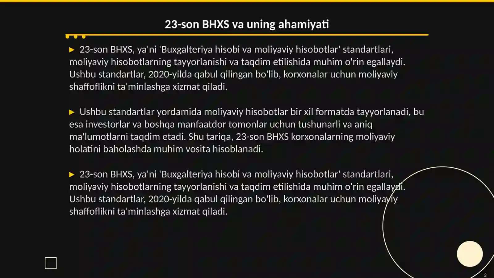 23-son BHXS maqsadi va qo’llash doirasi Nasirova Nilufar 78/23 Moliyaviy hisobot 3