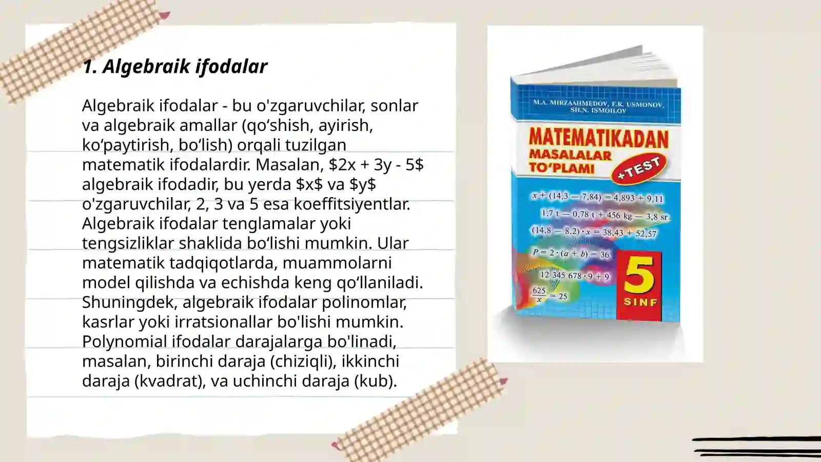 Algebraik ifodalar 3