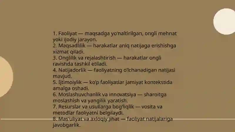 Faoliyat va uning turlari (Mind Map) 3