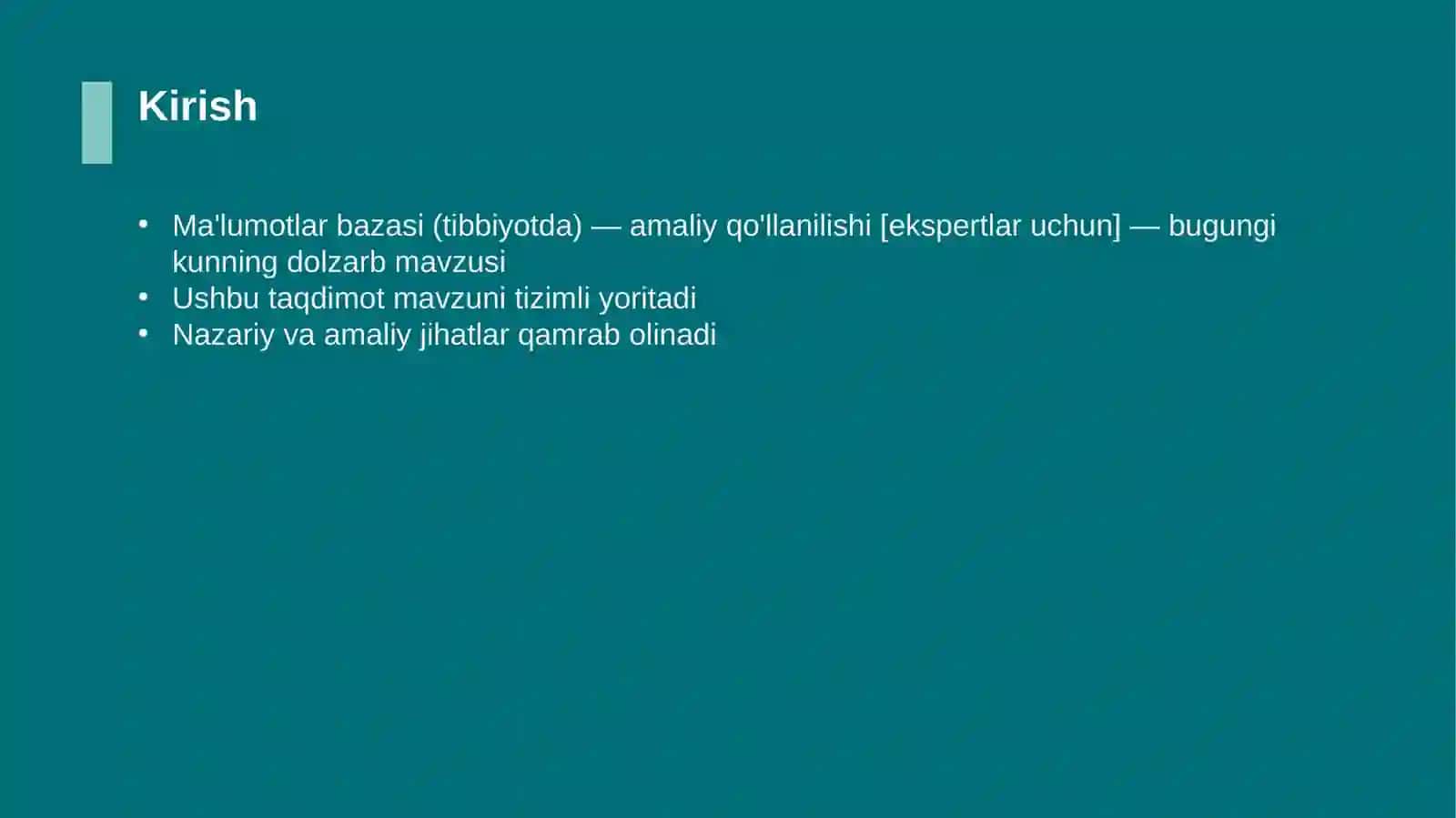 Ma'lumotlar bazasi (tibbiyotda) — amaliy qo'llanilishi [ekspertlar uchun] 3