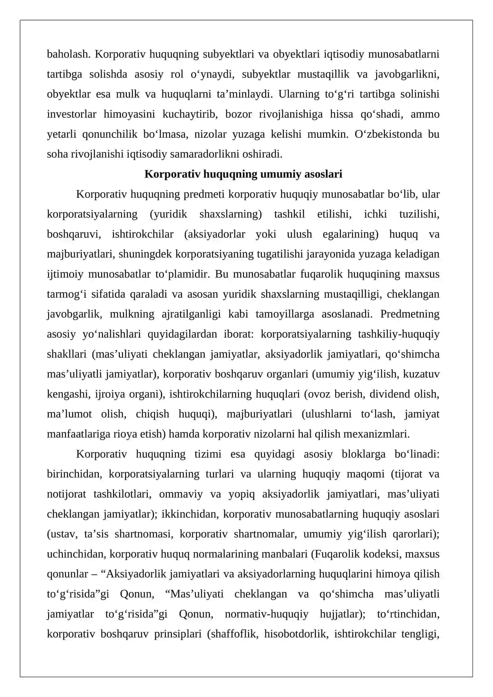 Korporativ huquqning obyektlari 3