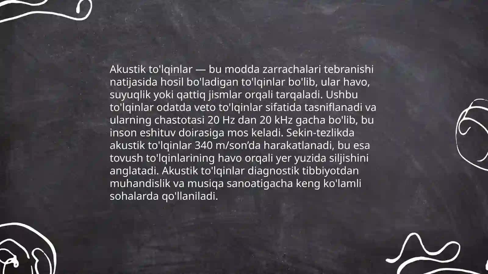 Akustik toʻlqin xarakteristikalari,qaytish va sinish qonunlari 3