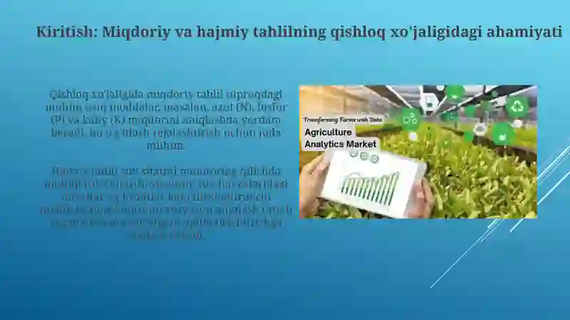 Miqdoriy va hajmiy tahlilning uslublari qishloq xo'jaligida qo'llanishi 3