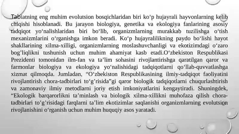 KO‘P HUJAYRALI HAYVONLARNING KELIB CHIQISH NAZARIYALARI 3