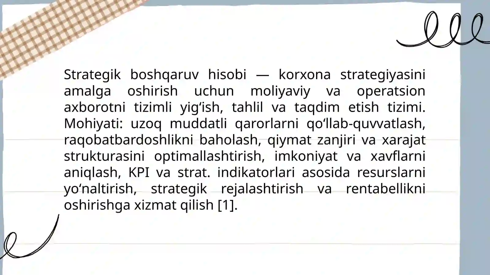 STRATEGIK BOSHQARUV HISOBINING MOHIYATI, PREDMETI VA VAZIFALARI 3