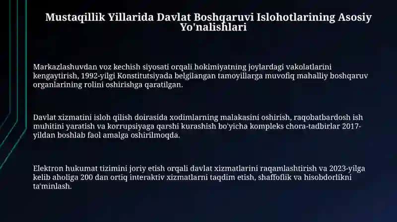 Mustaqillik Yillarida Davlat Boshqaruvi Islohotlar 3