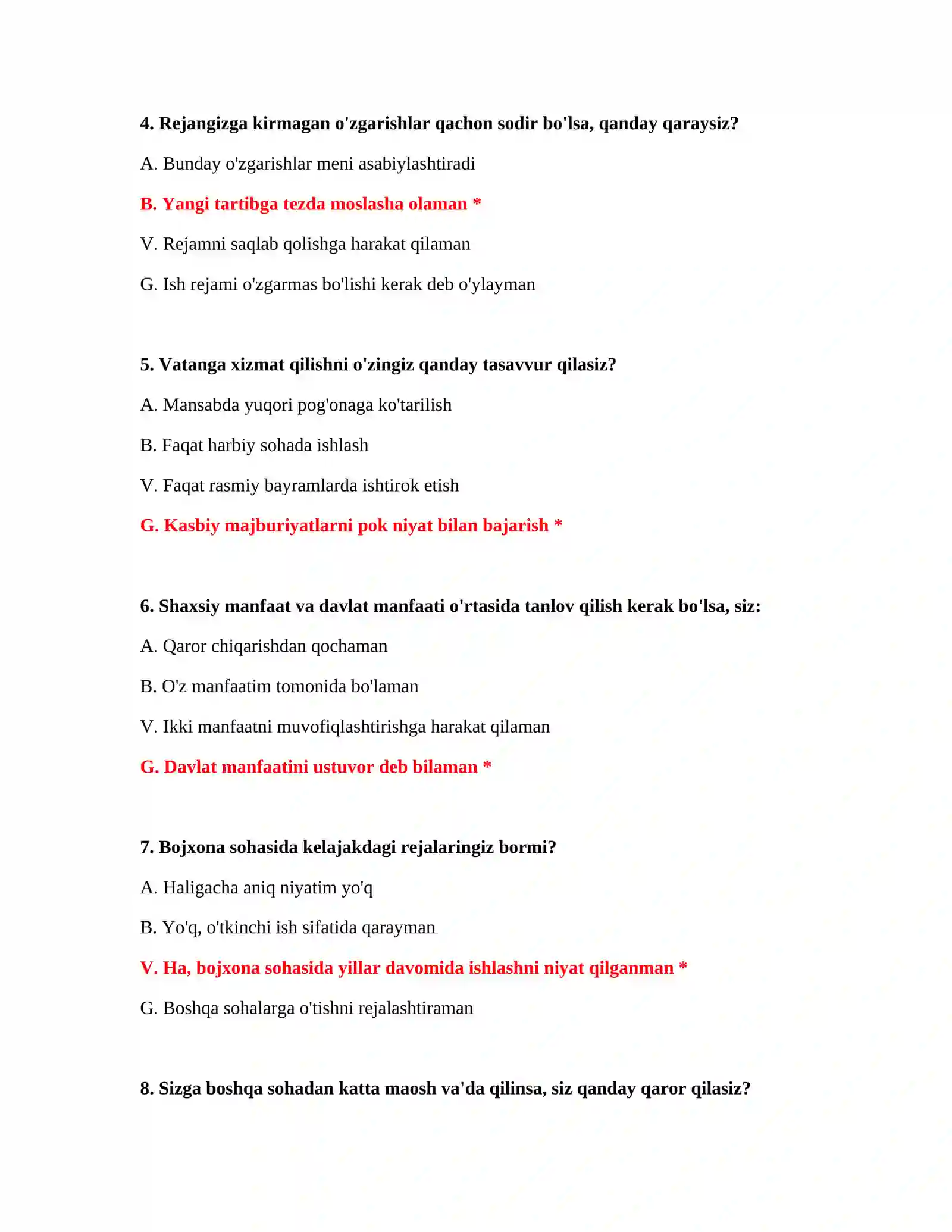 Qonunchilik testlari bojxona 3