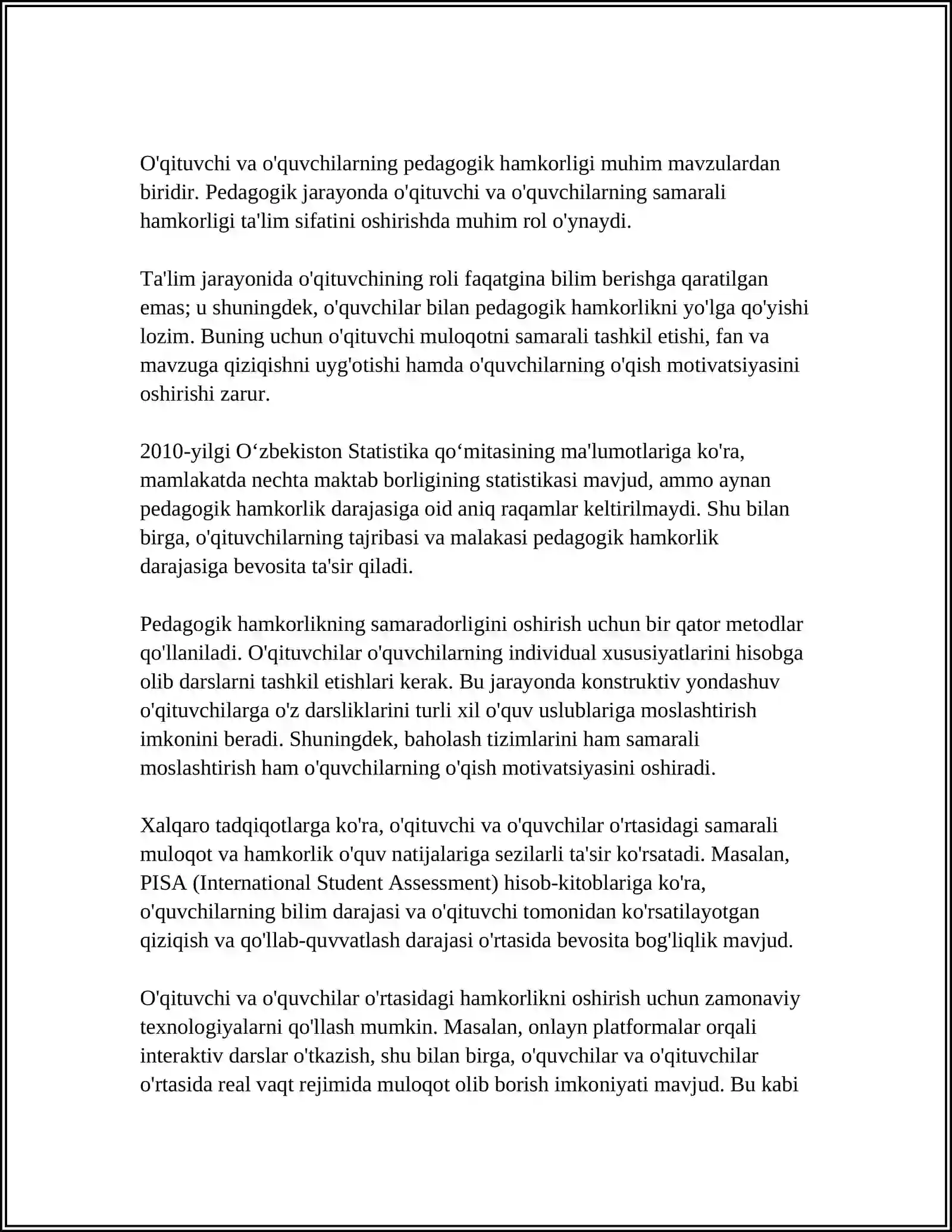 O‘QITUVCHI VA O‘QUVCHILARNING PEDAGOGIK HAMKORLIGI - PEDAGOGIK KONFLIKTLARNI HAL ETISH SHAKLLARIDAN BIRI 3