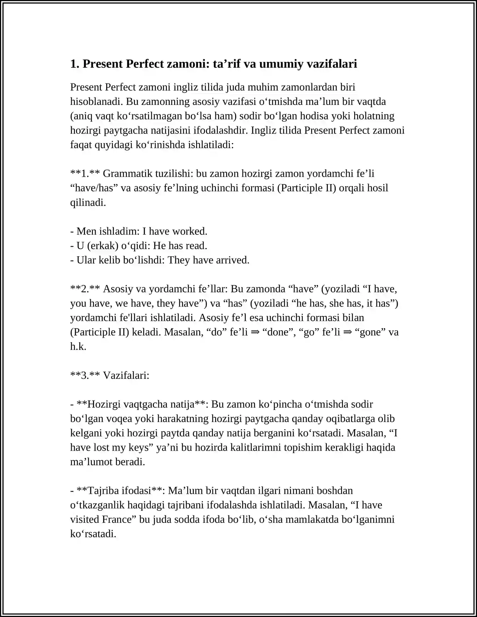 PRESENT PERFECT TENSE 3