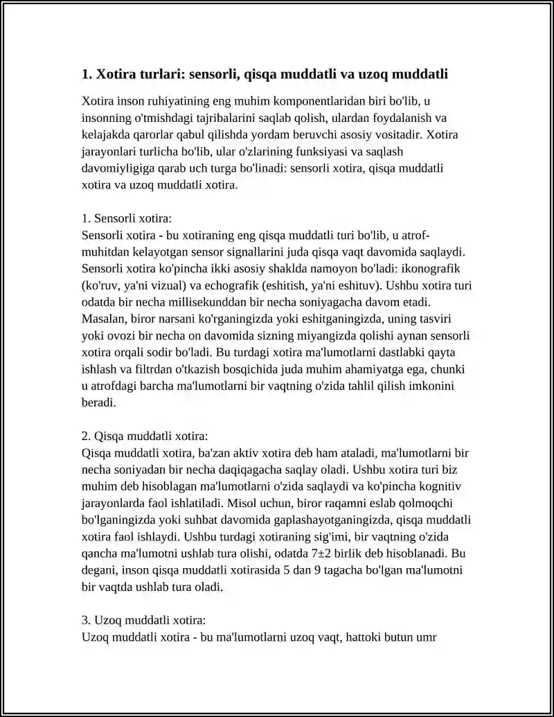 XOTIRA TURLARI VA UNING JARAYONLARI 3