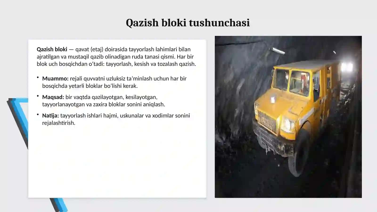Qazish bloki va uning bosqichlari 3