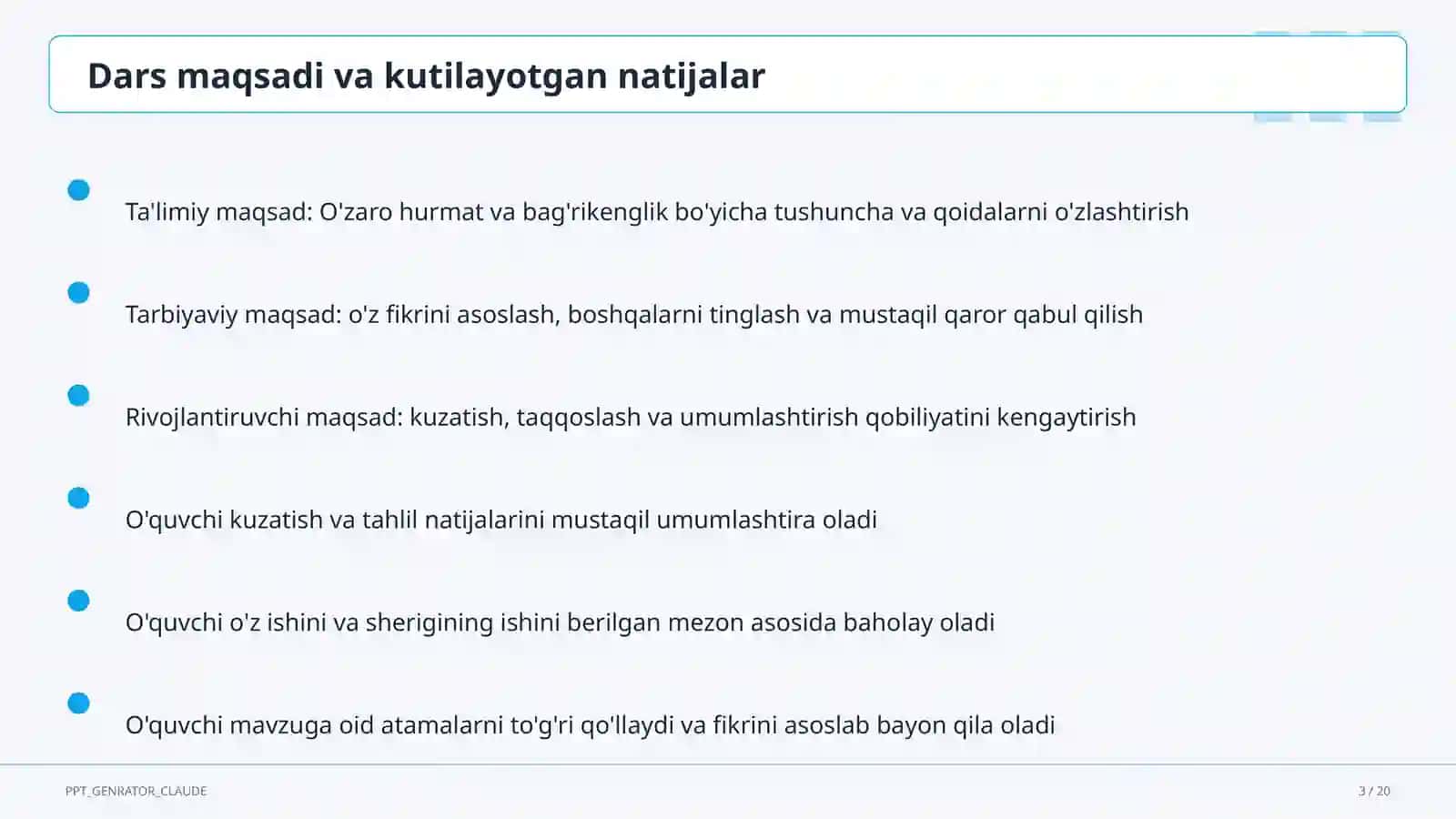 O'zaro hurmat va bag'rikenglik (7-sinf) 3