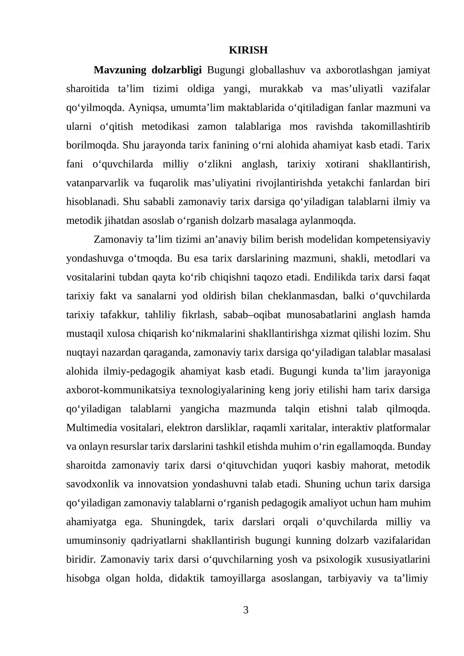 Zamonaviy tarix darsiga qo’yiladigon talablar 3