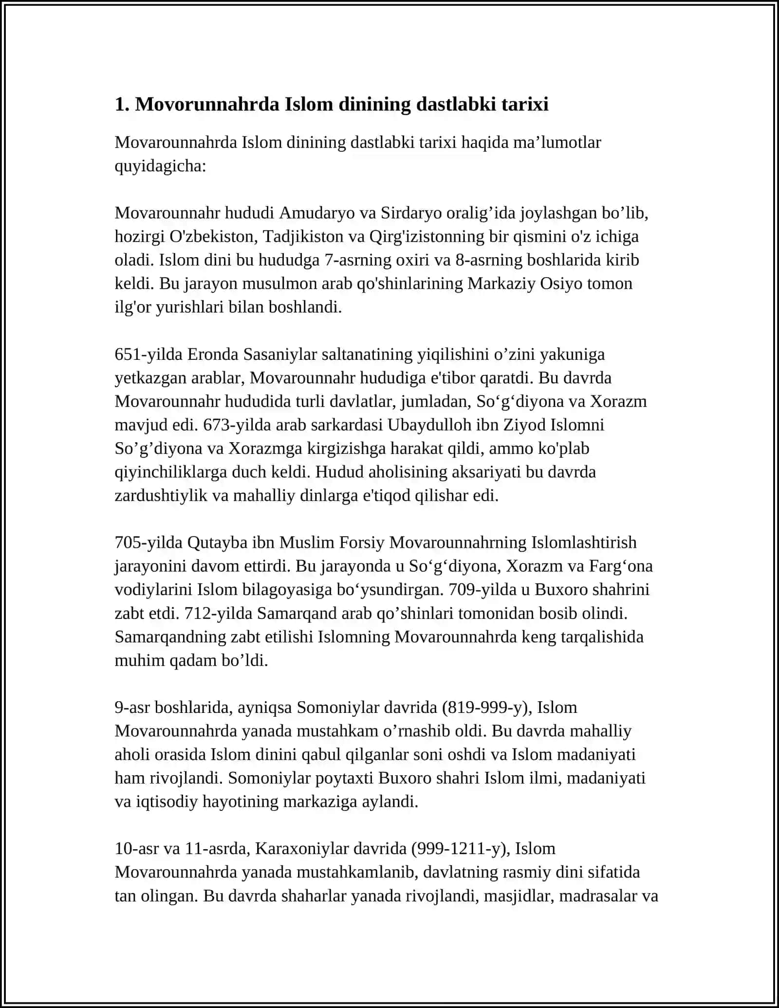 MOVORUNNAXIRDA ISLOM DININING TARQALISHI VA MADRASA TA'LIMINING SHAKILLANISHI IJTIMOIY MADANIY HAYOTGA TASIRI 3