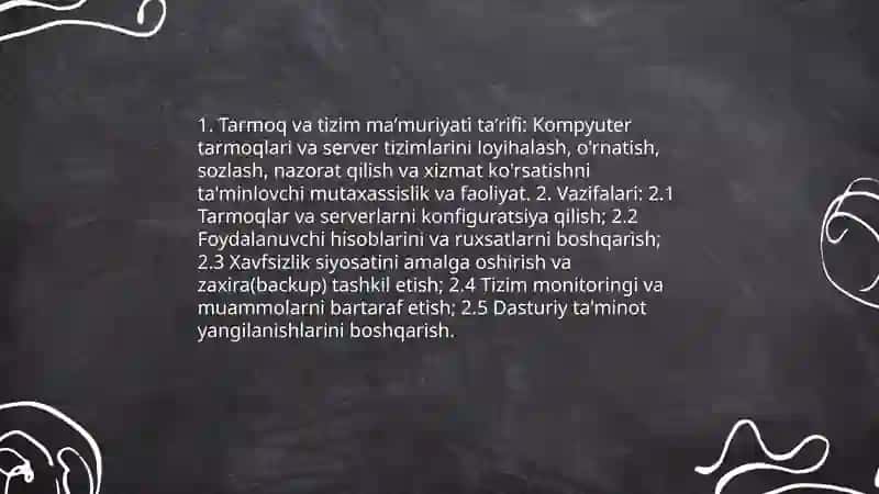 Tarmoq va tizim maʼmuriyatining yoʻnalishi 3