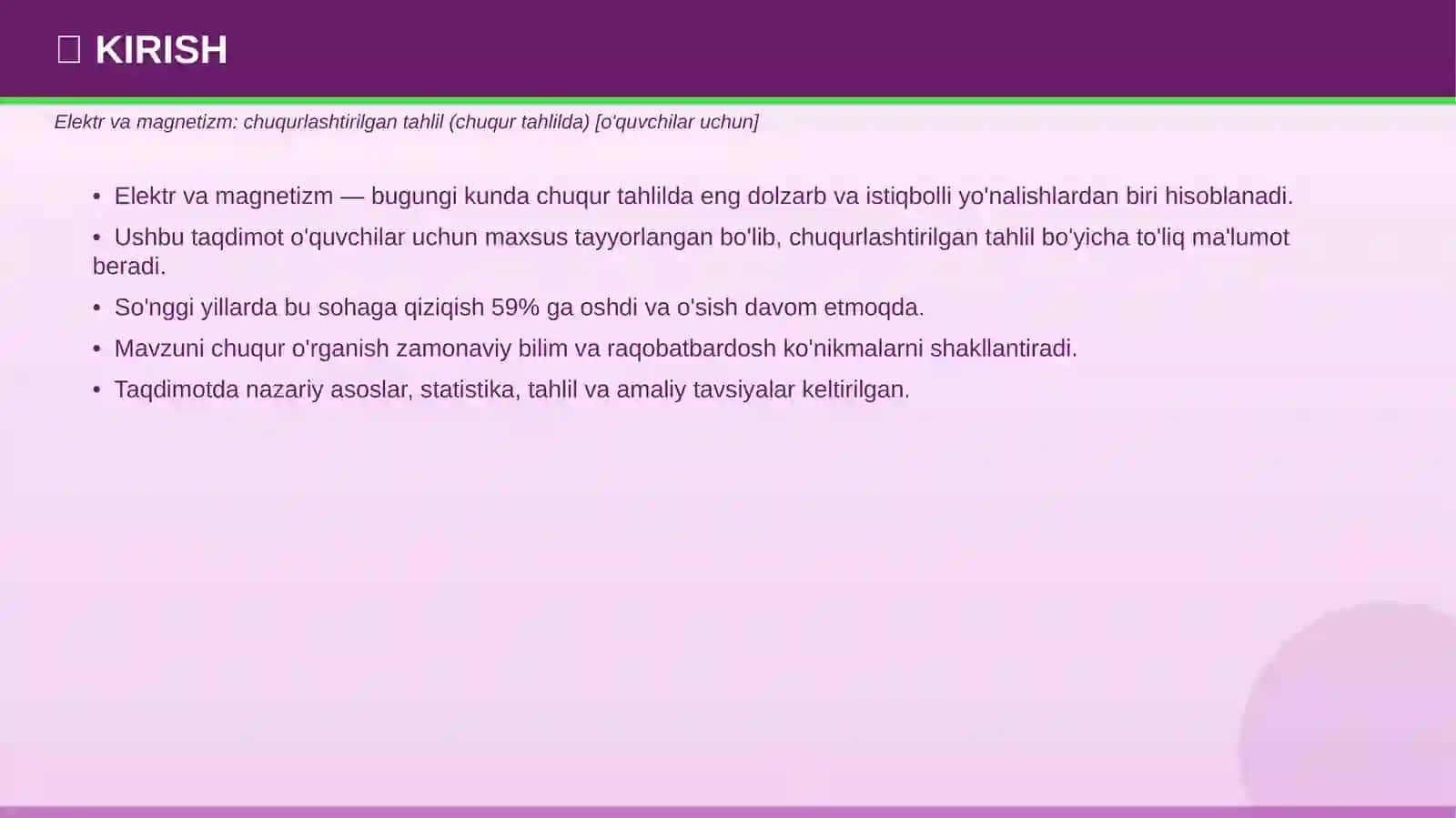 ELEKTR VA MAGNETIZM Chuqurlashtirilgan tahlil 3