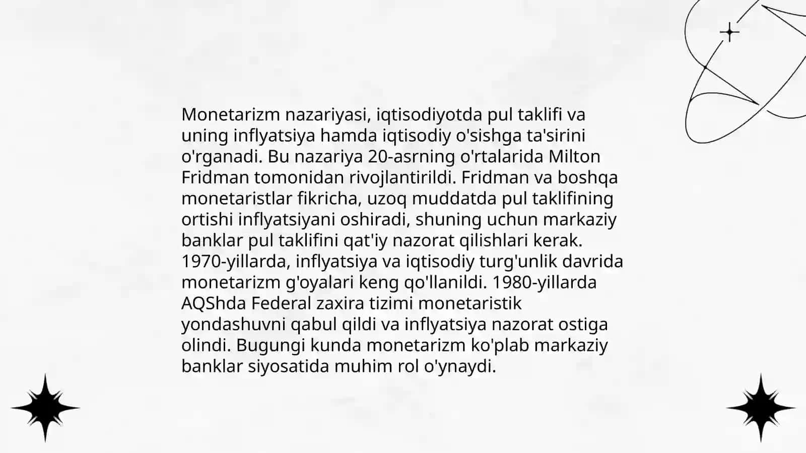 Monetarizm va neoliberalizm evolyutsiyasi. Nomukammal bozor taʼlimotlarini oʻrganish va tahlil qilish 3