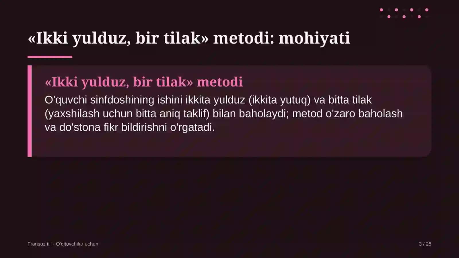 fransuz tili darslarida ikki yulduz bir tilak metodidan foydalanish 3908 3