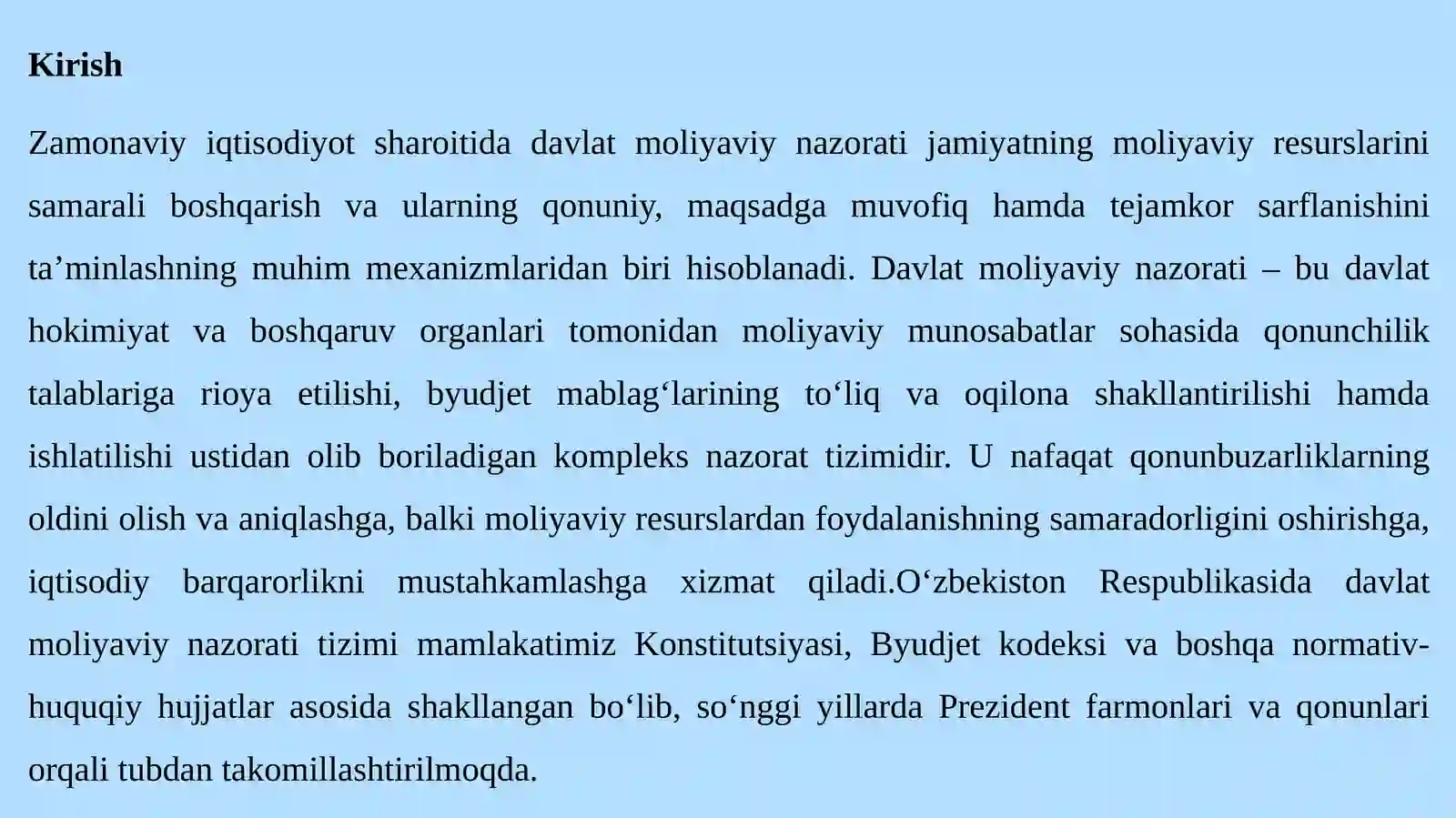 Davlat moliyaviy nazorati organlari, moliyaviy nazorat prinsiplari, moliyaviy nazorat turlari 3