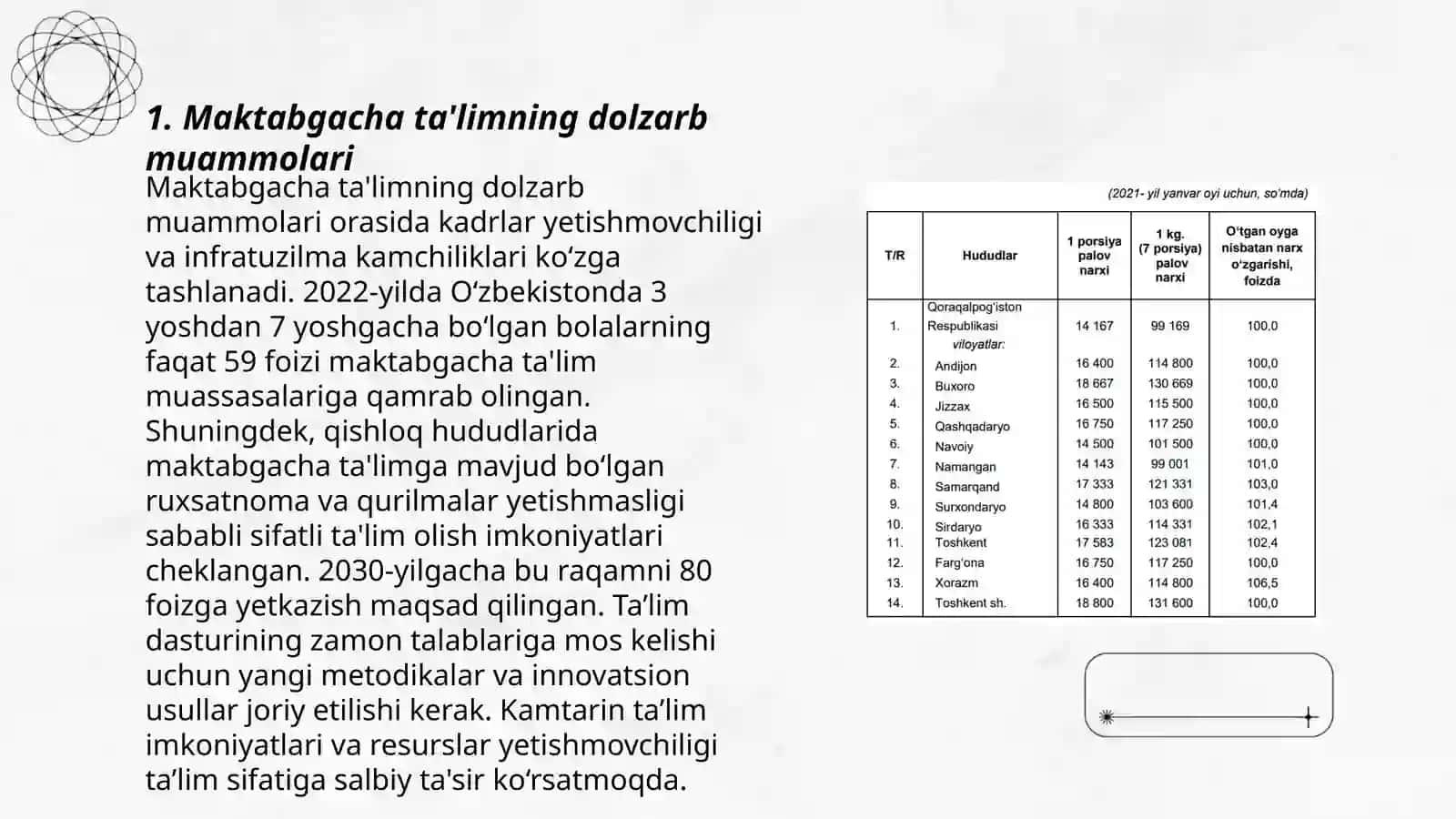 Maktabgacha, umumiy oʻrta, professional talimning mavjud holati muammolari va rivojlanish yoʻllari 3