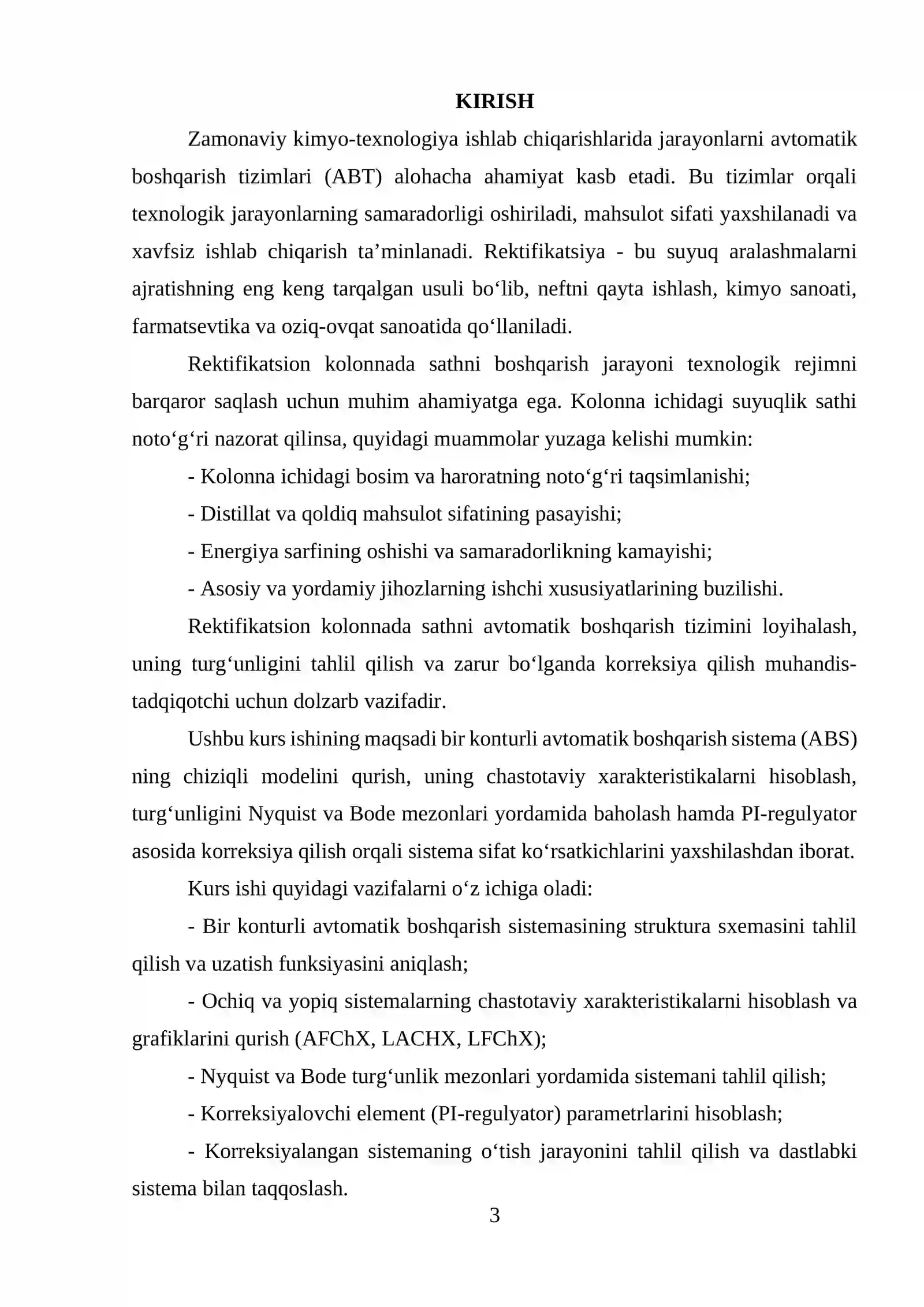 Rektifikatsion kalonnada sathni ABTning turg'unligini tahlil qilish 3
